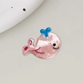 Mini pince à cheveux baleine rose en acétate avec un design d'animal marin et détails bleus - Baleine Rose Clair 3.3cm