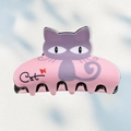 Lindo clip de pelo con forma de gato rosa y morado con divertidos dibujos de peces - 8cm / Estilo de Gato Rosa (DZ0365)
