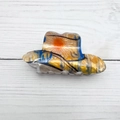 Kreative Haarklammer im Cowboyhut-Stil aus Acryl mit impressionistischem Sonnenaufgang - Stil B (8cm)