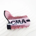 Molla per capelli a forma di stivale da cowboy glitter rosa con logo CMA per acconciature - Rosa