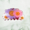 Sweet floral PVC hair claw with purple and pink daisy prints for women hair styling - Style F / 8.3cm