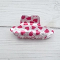Cowboy hat hair claw clip in white acrylic with red heart patterns for ponytails - 8cm / Rose Heart Style C (Style C--8CM)