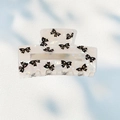 Sweet pearlescent hair claw clip with black ribbon bow pattern for women hair styling - Black Bow-knot Print (款式A--8.4CM)