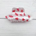 Pearlescent white cowboy hat hair claw with red winged hearts pattern for women - 8cm / Winged Heart Style F (Style F--8CM)