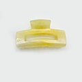 Pinza de pelo cuadrada minimalista de acrílico amarillo pálido con efecto mármol - Pinza Rectangular Hueca / Amarillo Gelatina