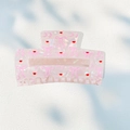 Pearlescent pink hair claw clip with bow-knot and heart patterns for women - Pink Bow-knot Heart (款式D--8.4CM)