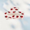 Cute acetate hair claw clip with ladybug pattern print and pearlescent white finish - Ladybug Print Style (Style E - 8.4CM)
