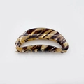 Classic tortoiseshell acrylic hair claw clip for thick hair in a hollowed semi-circle design - Caramel color