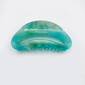 Pince à cheveux élégante en résine marbrée bleu et or avec design vintage ajouré en demi-lune - Pince Forme Éventail Vert Émeraude
