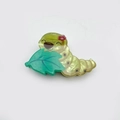 Cute caterpillar eating green leaf hair claw clip made of glossy acetate material - Caterpillar 2