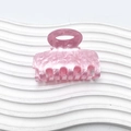Elegant pink marble texture hair claw clip for girls, minimalist square hollow design - Pink