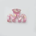 Haarklammer mit rosa-weißem Marmormuster und Goldfolien-Akzenten in M-Geometrie - Rosa