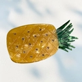 Yellow pineapple acetate hair claw clip with crystal rhinestones and green leaf detail - Pineapple