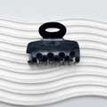 Elegant black and grey marble hair claw clip in glossy resin for girls' half-up hairstyles - Black
