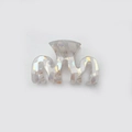 Geometric M hair claw clip with colorful sequins in pearlescent white marble finish - 6cm / Mermaid White