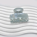 Elegant semi-transparent light blue iridescent square hollow hair claw clip for girls - Light Green