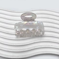 Elegant white iridescent square hair claw clip with pearlescent marble texture - Mermaid White