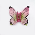 3D butterfly hair claw clip with pink and green gradient wings for women hair styling - Green (7.3cm)