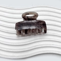 Piccola pinza per capelli quadrata con motivo a marmo grigio per acconciature a metà - 6cm / Marrone