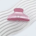Roze marmeren haarklem van acryl met sprankelend hart van strass voor damesstyling - 8cm / Roze
