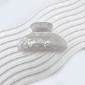 Irillerende witte acryl haarklem met sprankelend strass hartontwerp voor dames - 8cm / Zeemeermin Wit