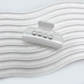 Elegante molletta per capelli in perla bianca lucida con perline laterali intarsiate - Pinza per capelli con decorazione in perle artificiali / 6cm / Bianco