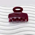Elegante molletta per capelli rosso vino con trama marmorizzata e design quadrato vuoto - 6cm / Borgogna
