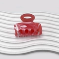 Pinza per capelli con trama marmo rosa in resina di acetato lucida per ragazze - 6cm / Rosso anguria