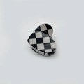 Retro heart-shaped checkerboard hair claw clip with black and white glossy finish - Heart Style / Small / Black Plaid