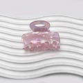 Elegante molletta per capelli quadrata cava in rosa perlato iridescente per acconciature - 6cm / Rosa Smaltato