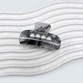 Elegante pinza per capelli in acrilico con motivo a inchiostro e quattro perle bianche - Pinza per capelli con decorazione in perle artificiali / 6cm / Grigio scuro