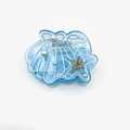 Pinza para el pelo azul con forma de concha, estrella de mar y perlas estilo marino - 8.2cm / Azul
