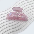 Pink marbled resin hair claw clip with a sparkling rhinestone heart for women - 8cm / Gradient Pink