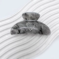 Minimalist heart rhinestone acrylic hair claw clip with black ink water ripple patterns - 8cm / Dark Gray