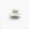 Mini pinza de pelo de acrílico blanco perla con dientes de metal dorado claro - Blanco
