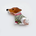 Cute acetate dachshund hair claw clip with leopard pattern and orange finish - Green Spotted Dog (SJHH010)