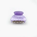 Elegant purple marble acrylic hair claw clip with silver metal teeth for daily styling - Purple