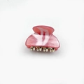 Pink and white marble acetate hair claw clip with golden metal teeth for styling - Watermelon Red