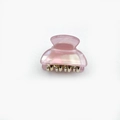 Mini pearlescent pink acrylic hair claw clip with silver metal teeth for women - Light Pink