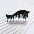 Pinza per capelli a forma di pianoforte con note musicali in acrilico bianco e nero - Stile Tasti del Pianoforte