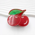 Cute cherry shaped hair claw clip in red and green with marble texture finish - Cherry Red