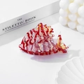 Pinza para el pelo con forma de pez y textura de mármol rojo y blanco perlado brillante - 9cm / Rojo