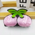 Pinkish purple cherry-shaped hair claw clip with green leaves in a glossy finish - Dark Cherry Pink