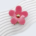 Pince à cheveux fleur rose pailletée avec accents dorés et design à cinq pétales - Rouge pastèque / 7cm