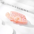 Pinza per capelli a pesce rosa perlato con strass e dettagli dorati da donna - 10,4 cm / Pesce