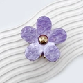 Pince à cheveux fleur marbrée violette avec cœur doré pour queues de cheval hautes - Violet / 7cm