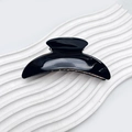 Glossy black crescent acrylic hair claw clip with golden base for thick hair - 9.5cm / Black