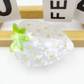 Cute strawberry hair claw clip with marble texture and yellow dots in white acetate - White Strawberry