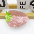 Cute strawberry shaped pink resin hair clip with green leaf and glitter texture finish - Pink Strawberry Type 2