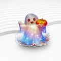 Pince à cheveux fantôme irisée avec citrouille pour accessoires d'Halloween - Ghost Holding Pumpkin - Gradient Iridescent (#8)